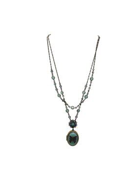 Nina Ricci Avon Vintage Butterfly Locket Necklace Blue New in Box